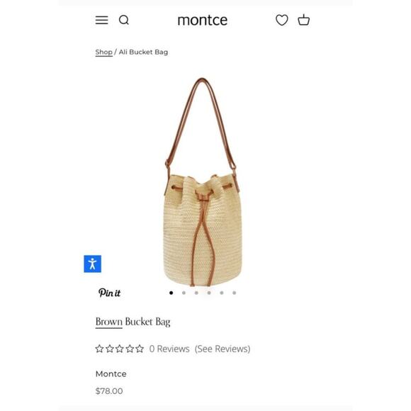 Montce Tan Beige Brown Bucket Bag Adjustable Leather Strap Purse - Picture 9 of 16